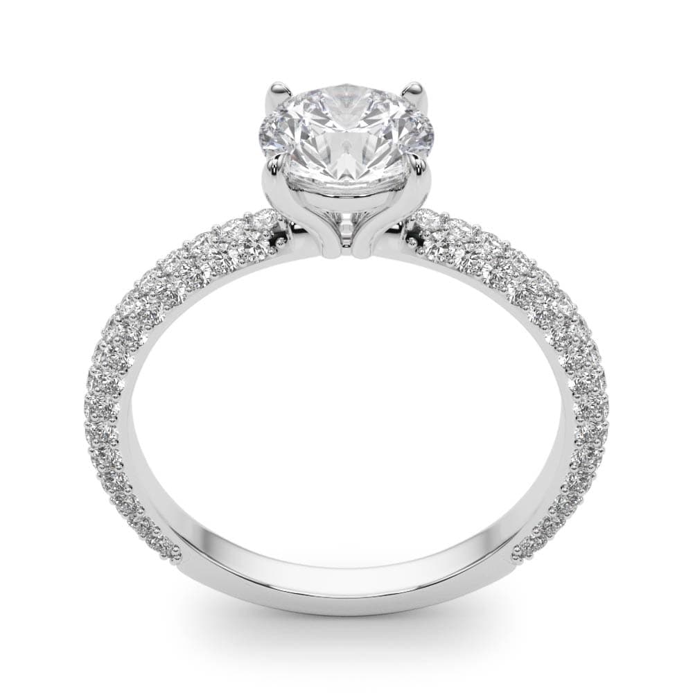 Pavé Set Round Engagement Ring, style 51091, Top view in white gold or platinum