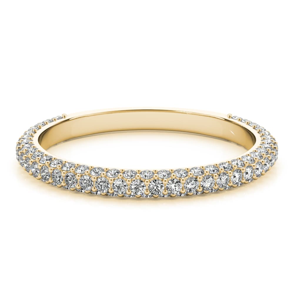 Straight Pavé Wedding Band (0.57 ct. tw.), On hand view in yellow gold