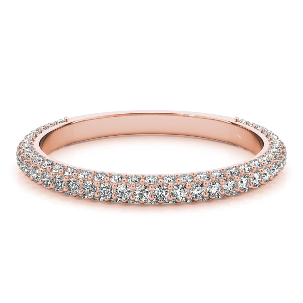 Straight Pavé Wedding Band (0.57 ct. tw.), On hand view in rose gold