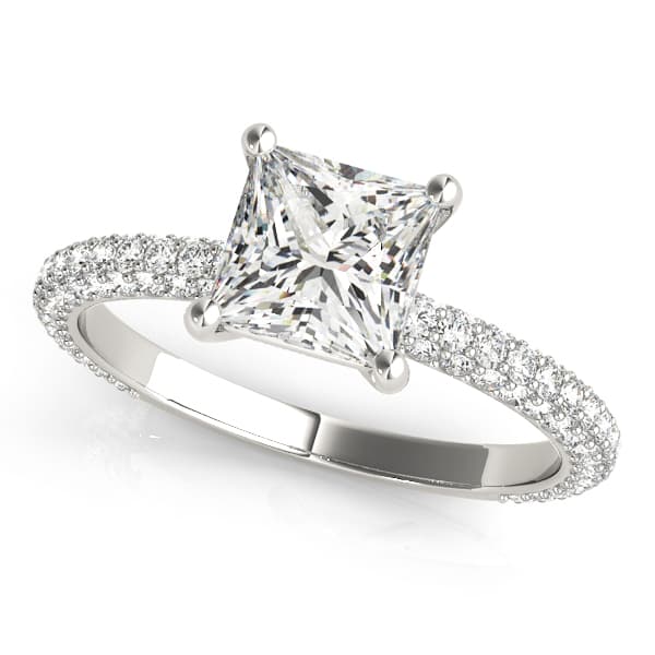 Pavé Princess Cut Engagement Ring — style 51092 in 10k White Gold