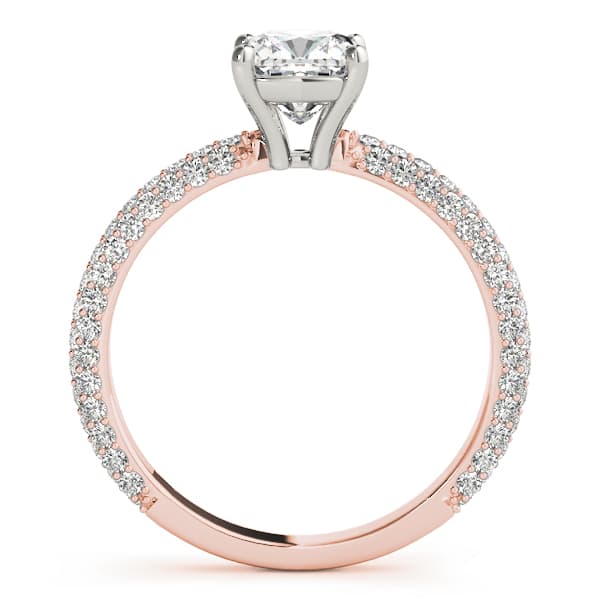 Pavé Set With Cushion Peg-Head Engagement Ring, style 51093, Side view in rose gold