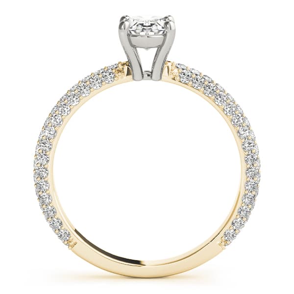 Multi-Row Pavé Set Oval Engagement Ring, style 51094, Side view in yellow gold