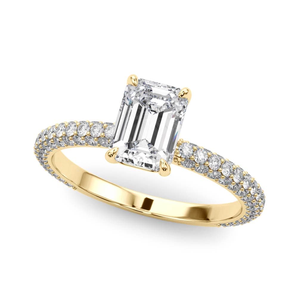 Multi-Row Pavé Engagement Ring, style 51095, Front view in yellow gold