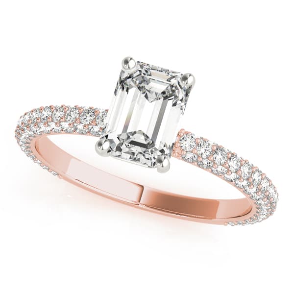 Multi-Row Pavé Engagement Ring, style 51095, Front view in rose gold