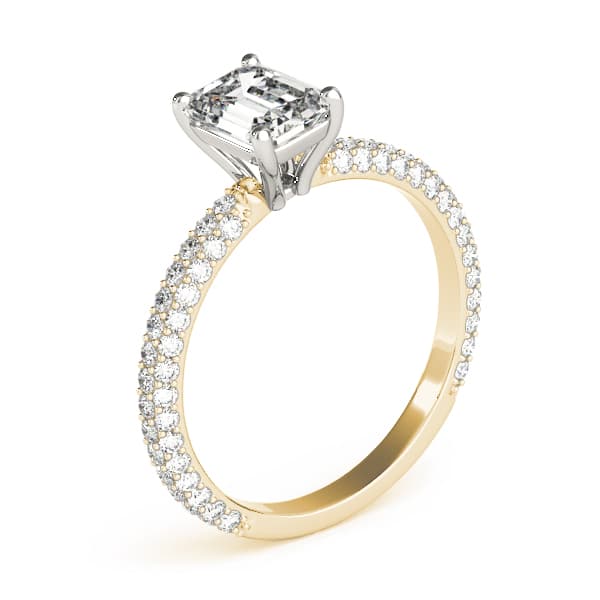 Multi-Row Pavé Engagement Ring, style 51095, Angle view in yellow gold