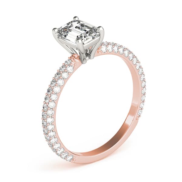 Multi-Row Pavé Engagement Ring, style 51095, Angle view in rose gold