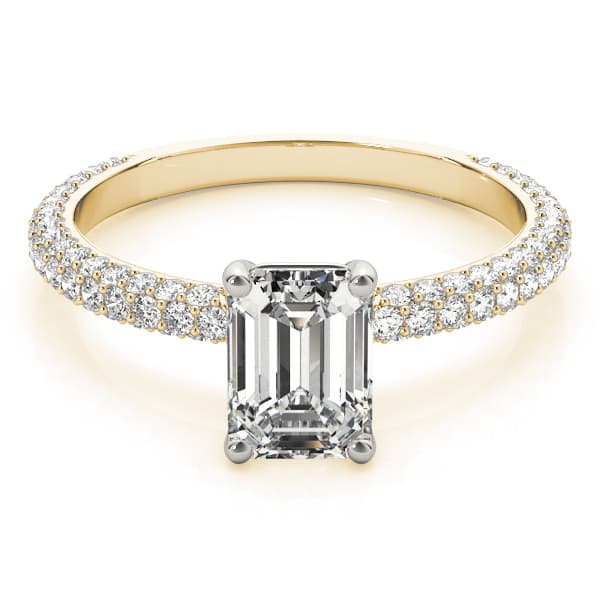 Multi-Row Pavé Engagement Ring, style 51095, On hand view in yellow gold