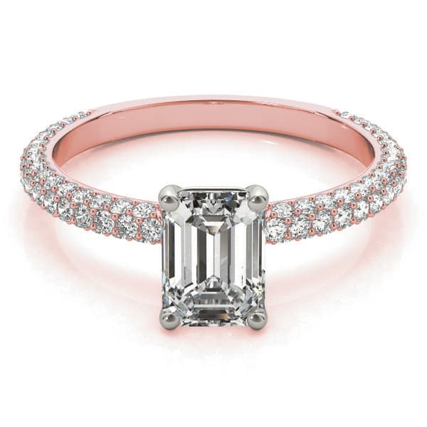 Multi-Row Pavé Engagement Ring, style 51095, On hand view in rose gold