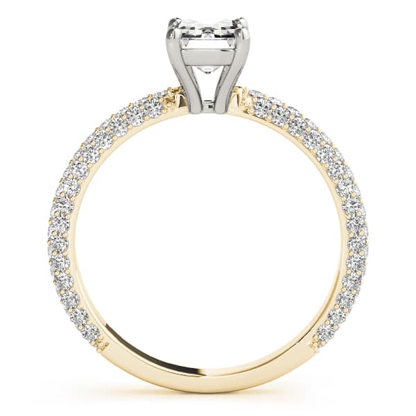 Multi-Row Pavé Engagement Ring, style 51095, Side view in yellow gold
