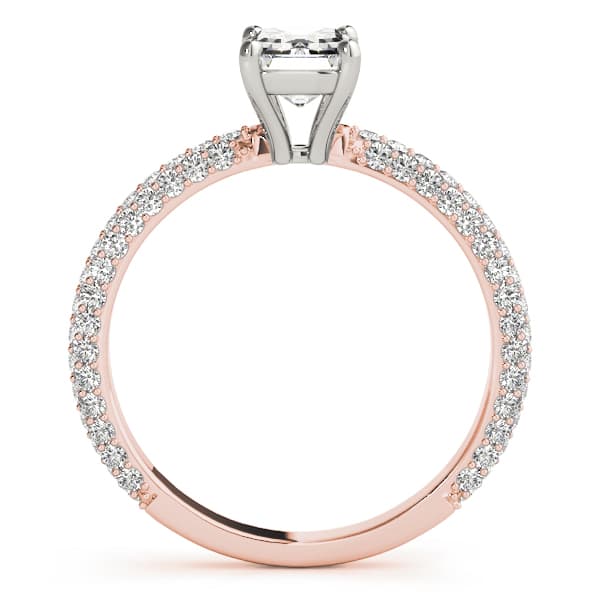 Multi-Row Pavé Engagement Ring, style 51095, Side view in rose gold