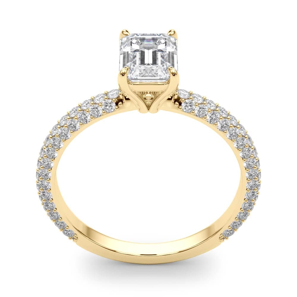 Multi-Row Pavé Engagement Ring, style 51095, Top view in yellow gold