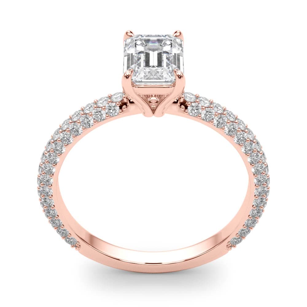 Multi-Row Pavé Engagement Ring, style 51095, Top view in rose gold