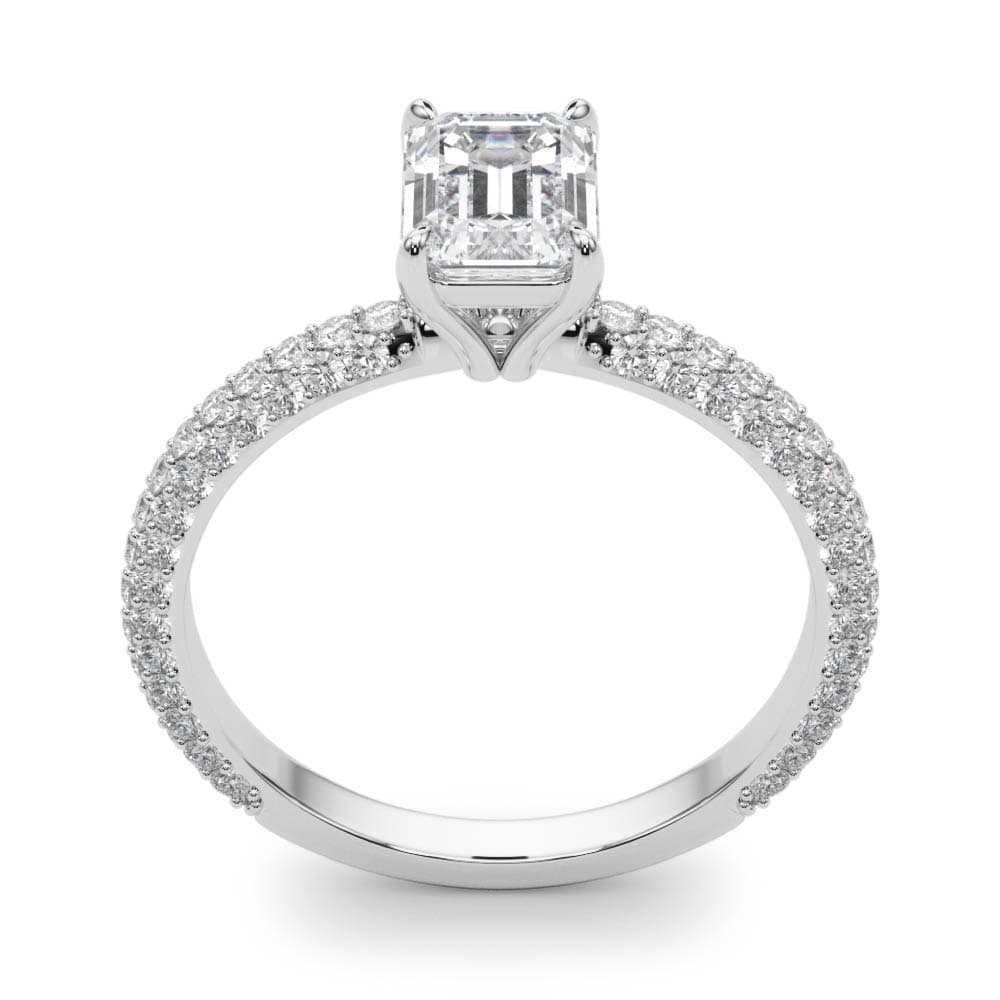 Multi-Row Pavé Engagement Ring, style 51095, Top view in white gold or platinum