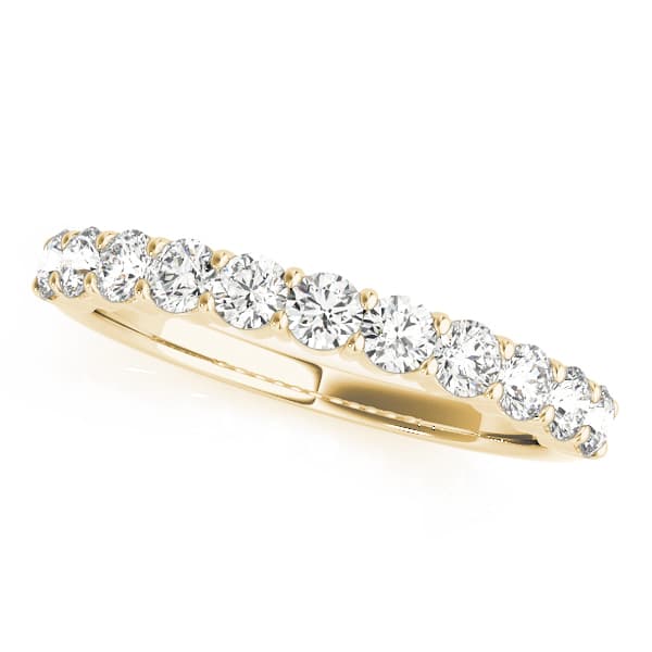 Single Row Prong Set Wedding Band (1.1 ct. tw.), Front view in yellow gold
