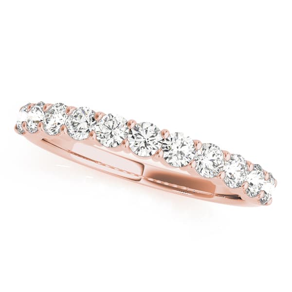 Single Row Prong Set Wedding Band (2.2 ct. tw.), Front view in rose gold