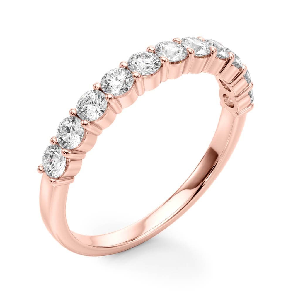 Single Row Prong Set Wedding Band (2.2 ct. tw.), Angle view in rose gold