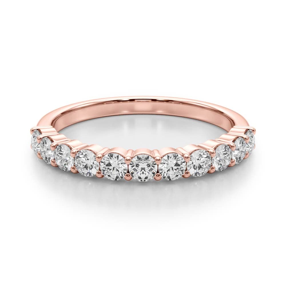 Single Row Prong Set Wedding Band (2.2 ct. tw.), On hand view in rose gold