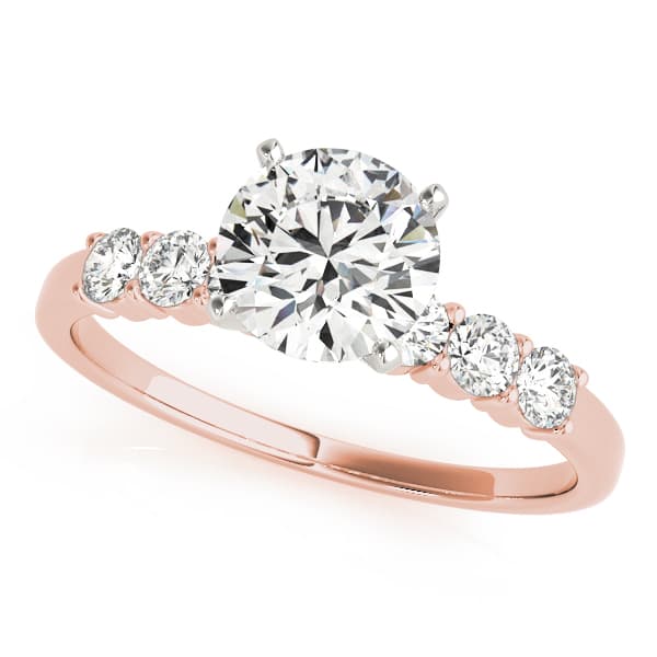 Single Row Shared Prong Engagement Ring, style 51097, Front view in rose gold