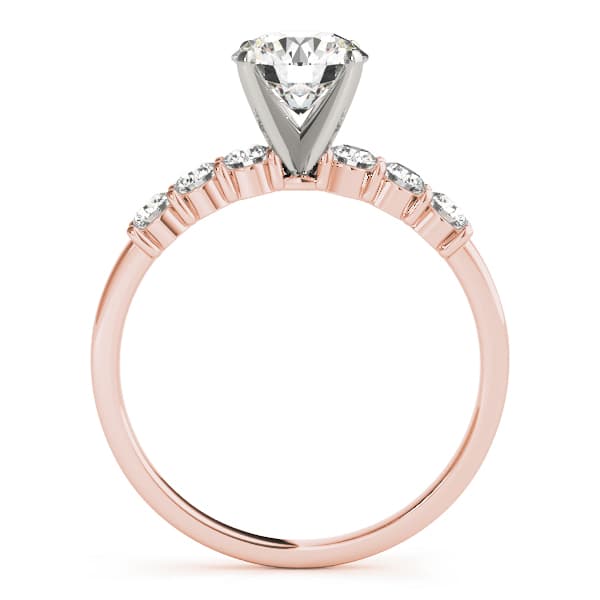 Single Row Shared Prong Engagement Ring, style 51097, Side view in rose gold