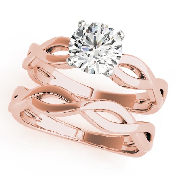 Twisted Shank Solitaire Engagement Ring, style 51099, On hand view in rose gold
