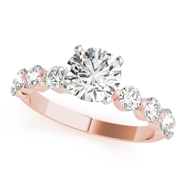 Single Row Prong Engagement Ring, style 51100, Front view in rose gold