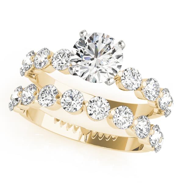 Single Row Prong Engagement Ring, style 51100, On hand view in yellow gold