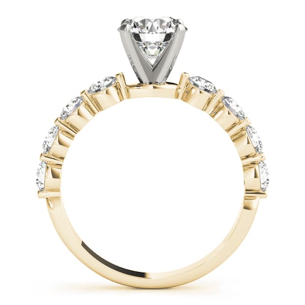 Single Row Prong Engagement Ring, style 51100, Side view in yellow gold