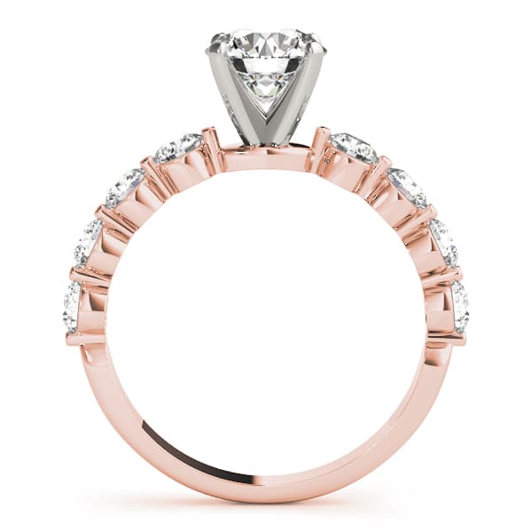 Single Row Prong Engagement Ring, style 51100, Side view in rose gold