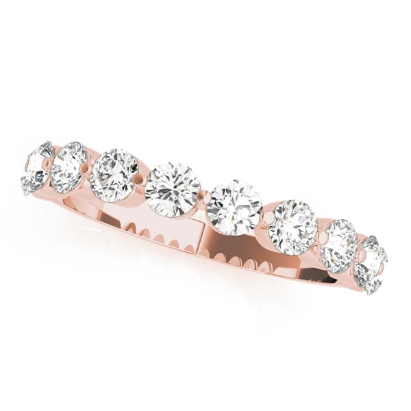 Single Shared Prong Wedding Band (0.9 ct. tw.), Front view in rose gold