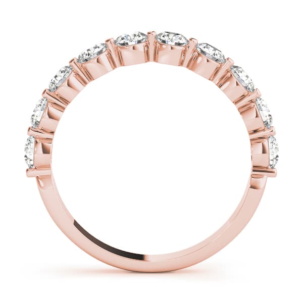 Single Shared Prong Wedding Band (0.9 ct. tw.), Side view in rose gold
