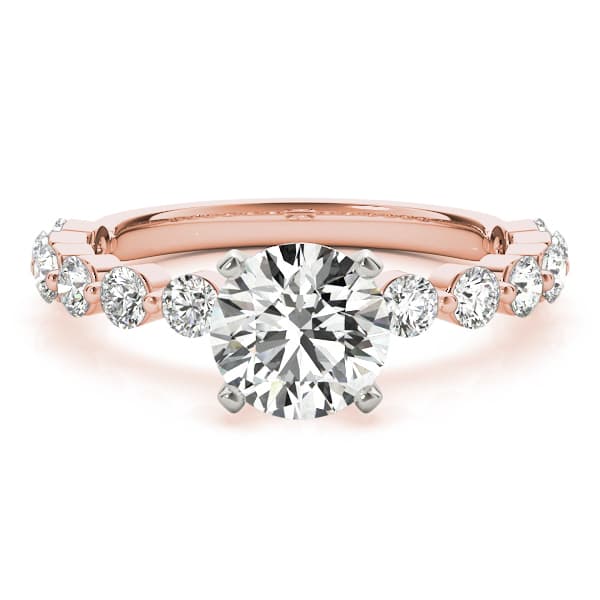 Single Shared Prong Engagement Ring, style 51101, Angle view in rose gold