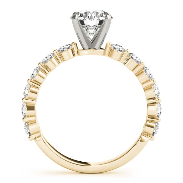 Single Shared Prong Engagement Ring, style 51101, Side view in yellow gold