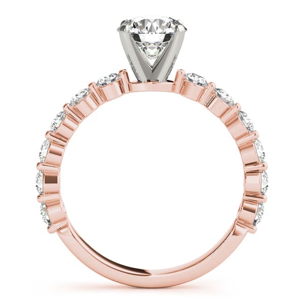 Single Shared Prong Engagement Ring, style 51101, Side view in rose gold