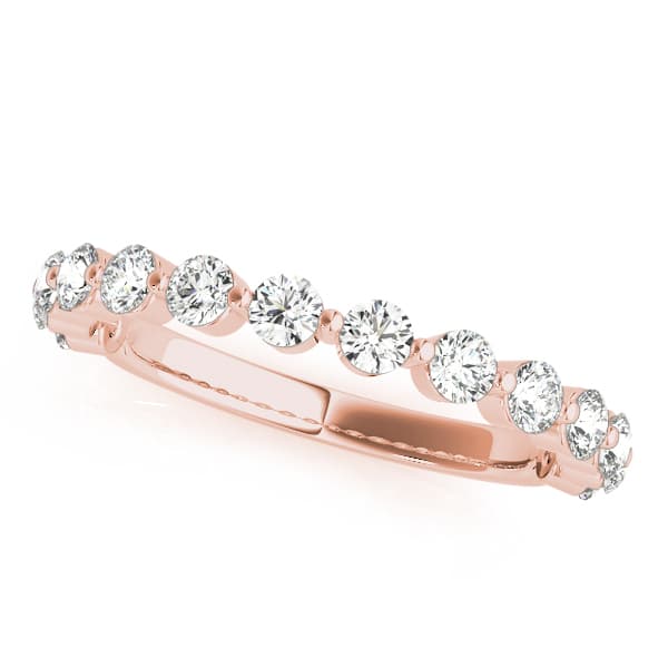 Single Shared Prong Wedding Band (0.7 ct. tw.), Front view in rose gold