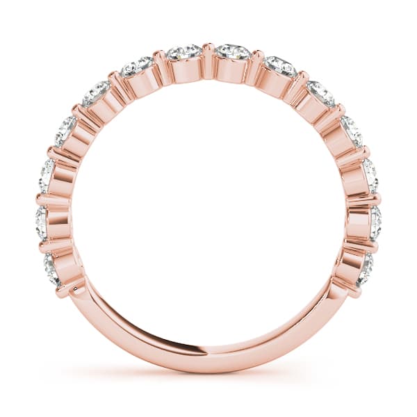 Single Shared Prong Wedding Band (0.7 ct. tw.), Side view in rose gold