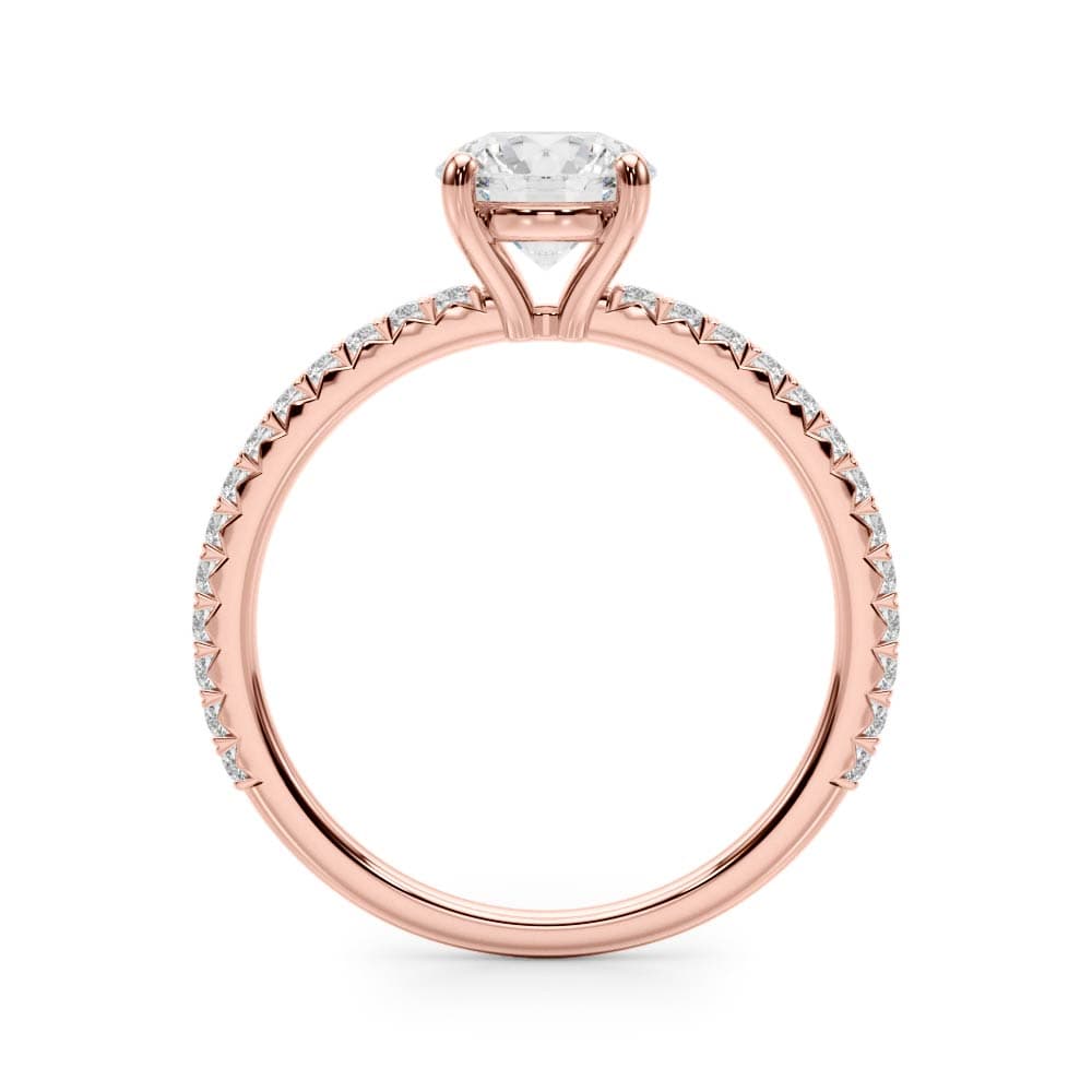 Single Row Round Engagement Ring, style 51102, Side view in rose gold