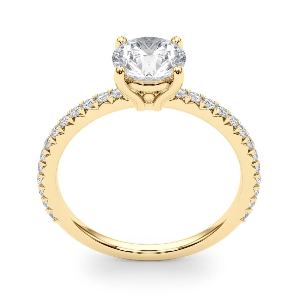 Single Row Round Engagement Ring, style 51102, Top view in yellow gold