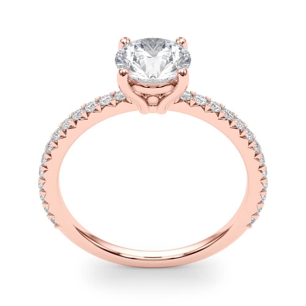 Single Row Round Engagement Ring, style 51102, Top view in rose gold