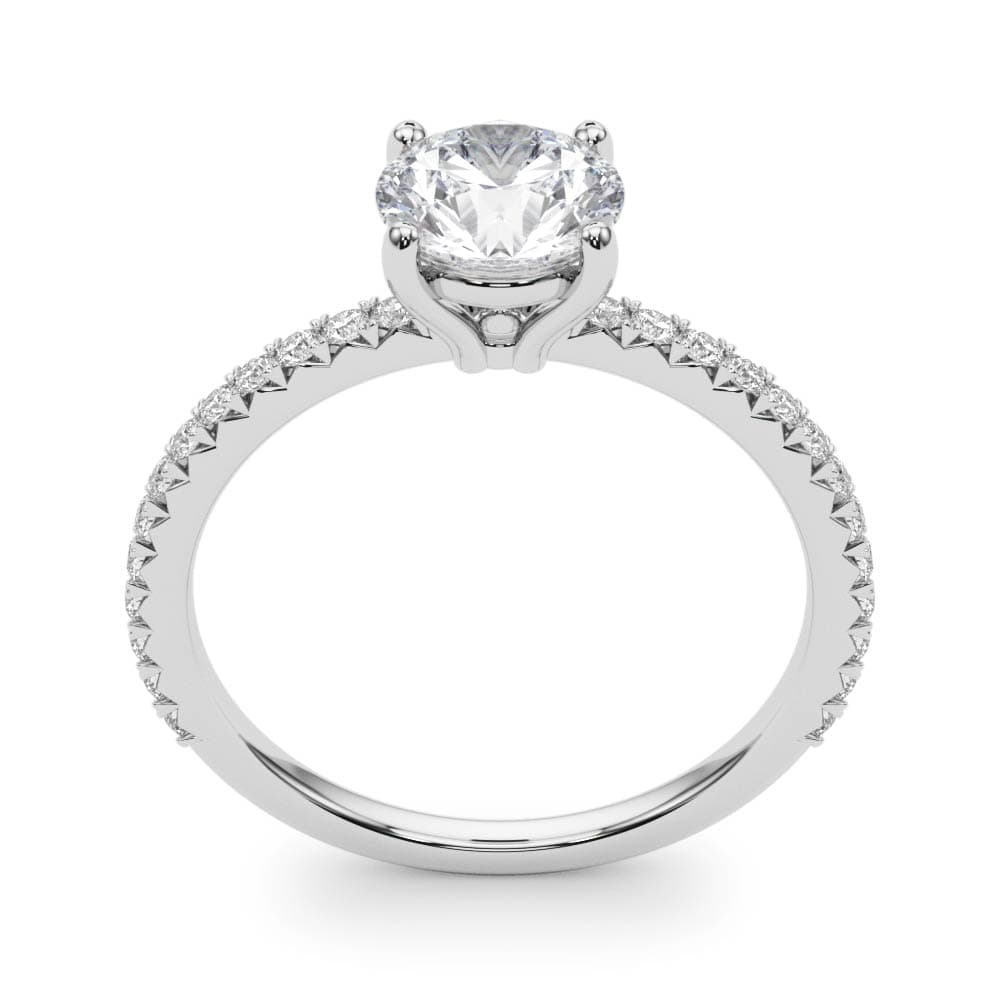 Single Row Round Engagement Ring, style 51102, Top view in white gold or platinum