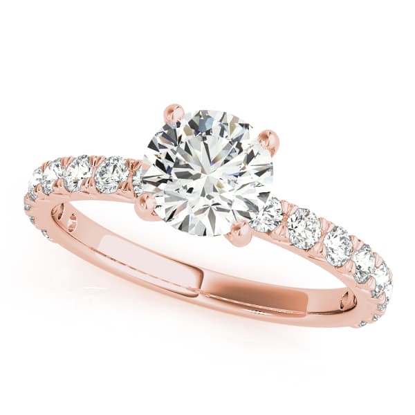 French Cut Solitaire Engagement Ring, style 51104, Front view in rose gold