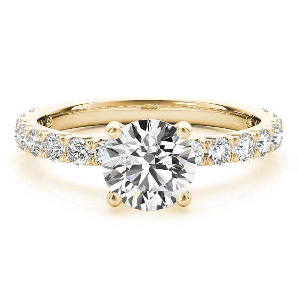 French Cut Solitaire Engagement Ring, style 51104, Angle view in yellow gold