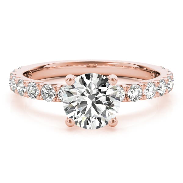 French Cut Solitaire Engagement Ring, style 51104, Angle view in rose gold