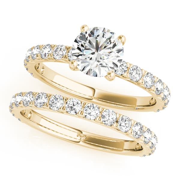 French Cut Solitaire Engagement Ring, style 51104, On hand view in yellow gold