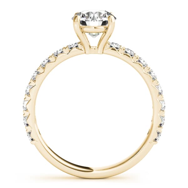 French Cut Solitaire Engagement Ring, style 51104, Side view in yellow gold