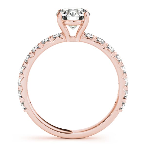 French Cut Solitaire Engagement Ring, style 51104, Side view in rose gold