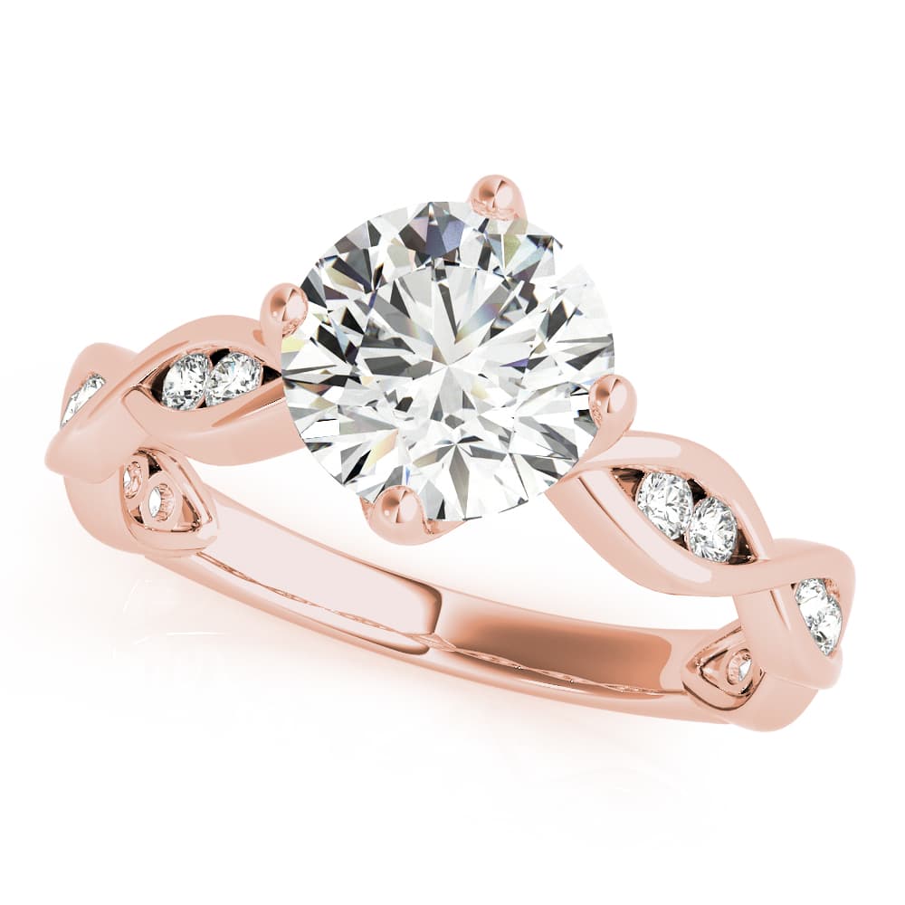 Twisted Shank Engagement Ring, style 51105, Front view in rose gold