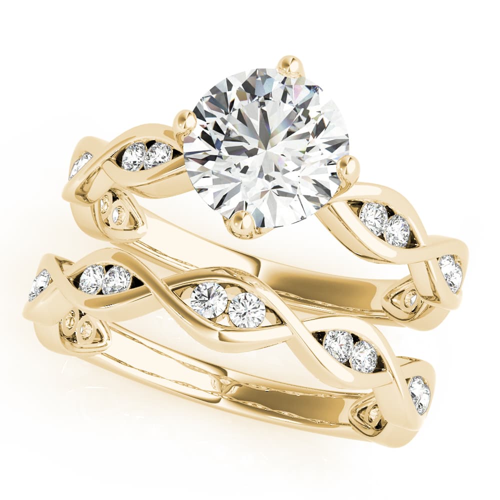 Twisted Shank Engagement Ring, style 51105, On hand view in yellow gold