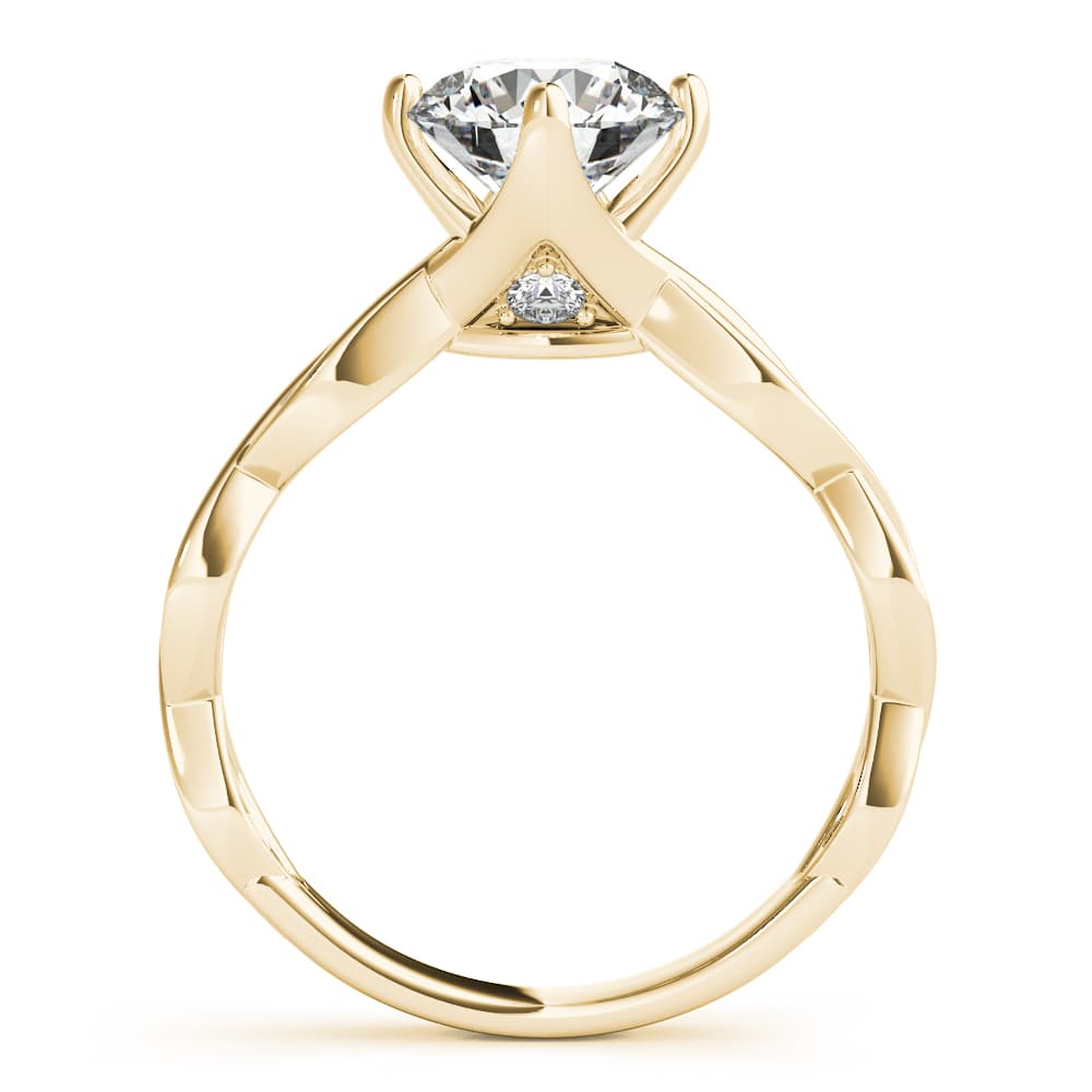 Twisted Shank Engagement Ring, style 51105, Side view in yellow gold