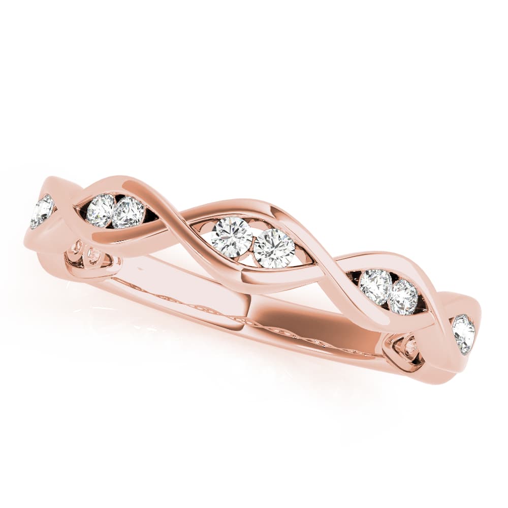Twisted Wedding Band (0.21 ct. tw.), Front view in rose gold