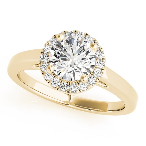 Round Halo Engagement Ring, style 51106, Front view in yellow gold